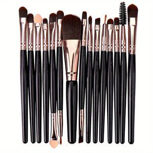 NWT Pink 20Pc Black & Rose Gold Portable Soft Makeup Brush Kit